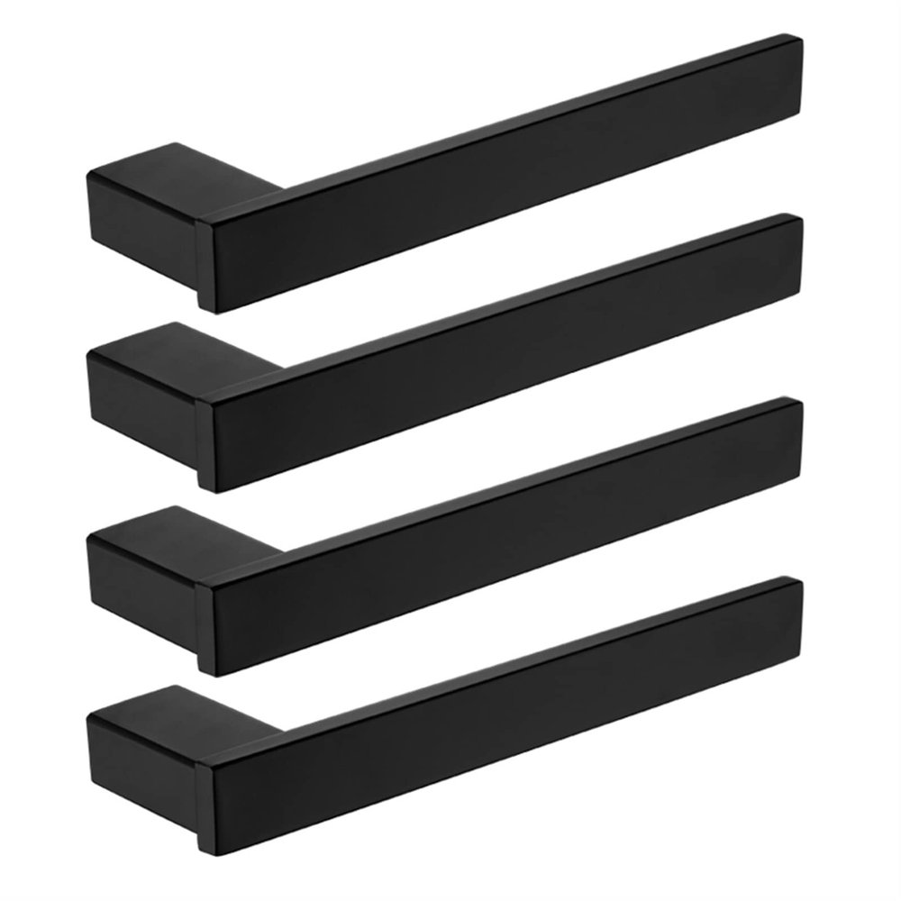 AMPEVEATTK Black Stainless Steel Square Bathroom One-Hand Towel Ring/Rack Towel Bar Wall-Mounted Towel Bar Modern Fashion Design Towel bar(4 PCS)