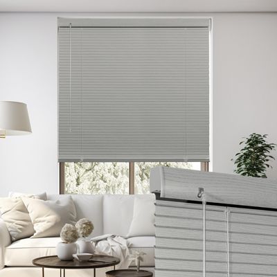 HOTSOON L-Shaped Slats 1-inch Faux Wood Horizontal Blinds Cordless Mini Blinds for Indoor Windows Privacy Protection Venetian Blinds for Bedroom Patio Kitchen Office Door,Off White,30" W x 48" H
