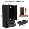 Fluted Freestanding Armoire Wardrobe Closet with 2 Doors and 2 Storage Drawers, Large Capacity Wardrobe Cabinet Set of 2, Wooden Closet for Bedroom, Living Room - Black view 2