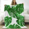 50 x 60 in Blanket for Couch Sofa Bed, Decorative Plant Leaves Monstera Blankets, Fuzzy Soft Cozy Warm Plant Palm Leaves Beding, Lightweight Flannel Bed Blanket for All Seasons view 1