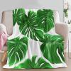 50 x 60 in Blanket for Couch Sofa Bed, Decorative Plant Leaves Monstera Blankets, Fuzzy Soft Cozy Warm Plant Palm Leaves Beding, Lightweight Flannel Bed Blanket for All Seasons view 2
