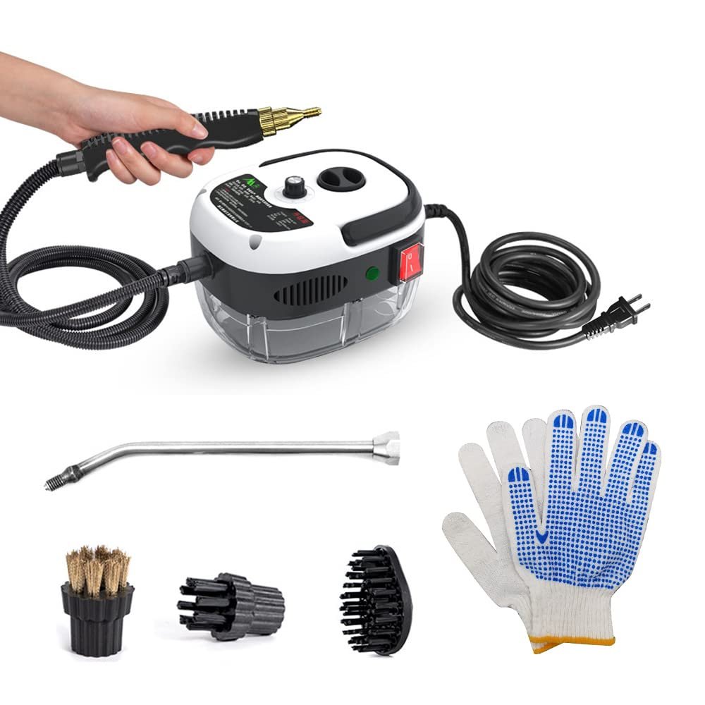 ACAGALA 2500W Portable Handheld Steam Cleaner High Temperature Pressurized Steam Cleaning Machine with Brush Heads and Gloves for Kitchen Furniture Bathroom Car