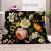 Floral King Fleece Blanket - Super Soft Plush Flannel Throw for Bed, Couch & Sofa, Retro Garden Design, Blossom Botanical Decor & Gift Blanket 108"x90" view 1