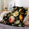 Floral King Fleece Blanket - Super Soft Plush Flannel Throw for Bed, Couch & Sofa, Retro Garden Design, Blossom Botanical Decor & Gift Blanket 108"x90" view 2