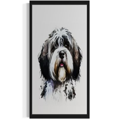 HomeArtPrint Tibetan Terriers Dog Art Print Poster, Watercolor Splash Wall Art Painting Puppy Pop Art For Bedroom Living Room Bathroom Puppies Decor 72 (Tibetan Terriers, 24" L x 18" W, Black Frame)