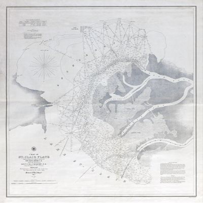 1857 Nautical Chart of St Clair Flats Lake St Clair (Material: 20" x 24" Matte)
