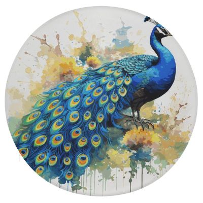 HEBVNJF Seat Cushion Round Pillow Cushion Peacock Watercolor Painting Floor Cushions for Window Seat Bench Chair Reading Nook