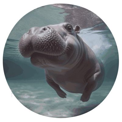HEBVNJF Seat Cushion Round Pillow Cushion Diving Hippo Floor Cushions for Window Seat Bench Chair Reading Nook