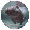 HEBVNJF Seat Cushion Round Pillow Cushion Diving Hippo Floor Cushions for Window Seat Bench Chair Reading Nook view 1
