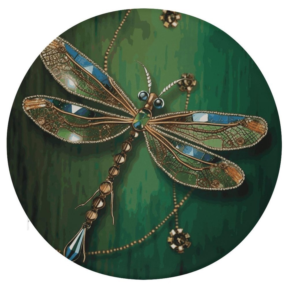 HEBVNJF Seat Cushion Round Pillow Cushion Jewel Dragonfly Floor Cushions for Window Seat Bench Chair Reading Nook