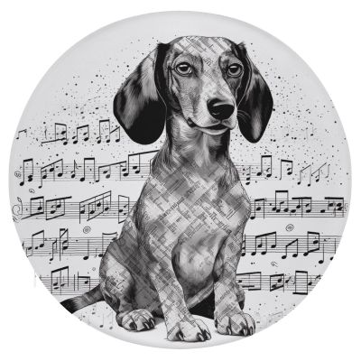 HEBVNJF Seat Cushion Round Pillow Cushion Dachshund Music Notes Floor Cushions for Window Seat Bench Chair Reading Nook