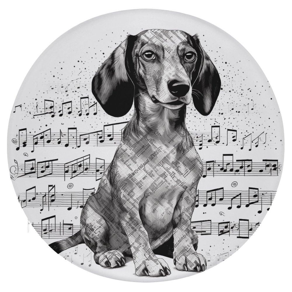 HEBVNJF Seat Cushion Round Pillow Cushion Dachshund Music Notes Floor Cushions for Window Seat Bench Chair Reading Nook