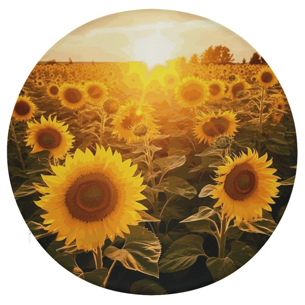 HEBVNJF Seat Cushion Round Pillow Cushion Sunshine Sunflower Field Floor Cushions for Window Seat Bench Chair Reading Nook