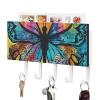 GHBNK Butterfly Tie Dye Key Holder for Wall Decorative, Wall Mounted Key Rack with 5 Hooks, Keys Hanger Organizer, Novelty Cute Home Decorations for Entryway Hallway Office Home Decor view 1