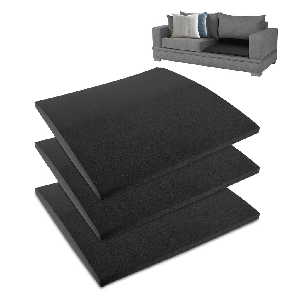 KTZCTPCA 3Pcs Couch Cushion Support, Seat Under Cushion, Under Sofa Sag Repair Pad, Sofa Furniture Seat Sagging Repair, Curved high-Density Foam Sofa Pad Support for Home Use (Black)