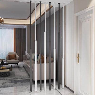 8 Pcs Wall Partition Room Divider Floor to Ceiling Metal Post Privacy Screens Privacy Screens Columnar with Adjustable Feet Simple Modern Entrance Restaurant Office Decor Column(Black White,85cm/33.4i