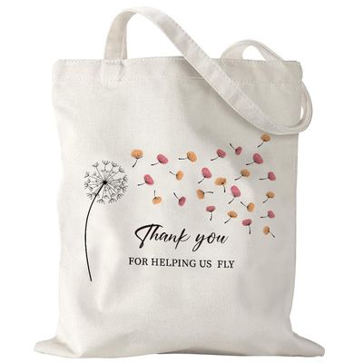 AACQQ Teacher Appreciation Gifts for Women Men Teacher Handprint Diy Kit Tote Bags Christmas Birthday Thank You Gifts Canvas Tote Bags for Teacher
