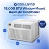Cool-Living 18,000 BTU Window Mount Room Air Conditioner with Installation Kit and Remote Control, Cools Rooms Up To 1000 Square Feet, White view 2