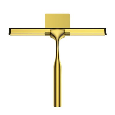 Shower Squeegee 10'' Silicone Scrape Stainless Steel Handle Wiper Bathroom Mirror Glass Car Squeegee,Gold,25 * 16.5cm