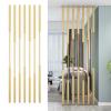 7 Pack Room Divider Partition Post Metal Slats Modern Luxury Partitions Screens Post Floor to Ceiling Privacy Screens Columnar with Adjustable feet for Home(Gold,90cm/35.4in/2.95ft) view 1