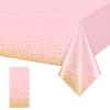 1 Pack Pink and Gold Plastic Tablecloth for Parties, Pink Disposable Table Cloth for Rectangle Tables, Gold Stamping Dot Confetti Light Pink Tablecloth for Birthday Wedding Baby Shower Party, 54x108" view 1