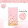 1 Pack Pink and Gold Plastic Tablecloth for Parties, Pink Disposable Table Cloth for Rectangle Tables, Gold Stamping Dot Confetti Light Pink Tablecloth for Birthday Wedding Baby Shower Party, 54x108" view 4
