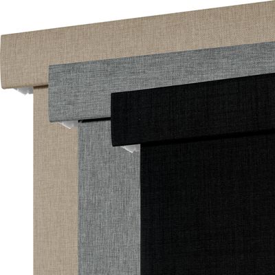 Boolegon Blackout Roller Blinds for Windows, Cordless Roller Shades with Valance (Free Blackout Strip Included), Thermal Insulated Linen Fabric Roll Up Shade for Home Office, Black, 32" W x 60" H