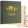Lanpn Recipe Binder 8.5x11 3 Ring Kit, Waterproof Recipe Book to Write in Your Own Recipes, Blank Organizer Recipe Binder with 60 Plastic Sleeves,116 Recipes, Dividers,Labels & Stickers, Green view 1