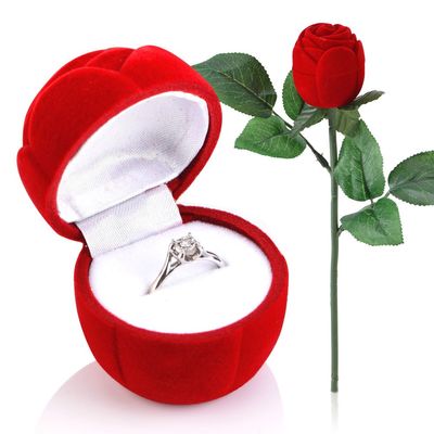 Tbest Red Rose Jewelry Box for Earrings Romantic Gift