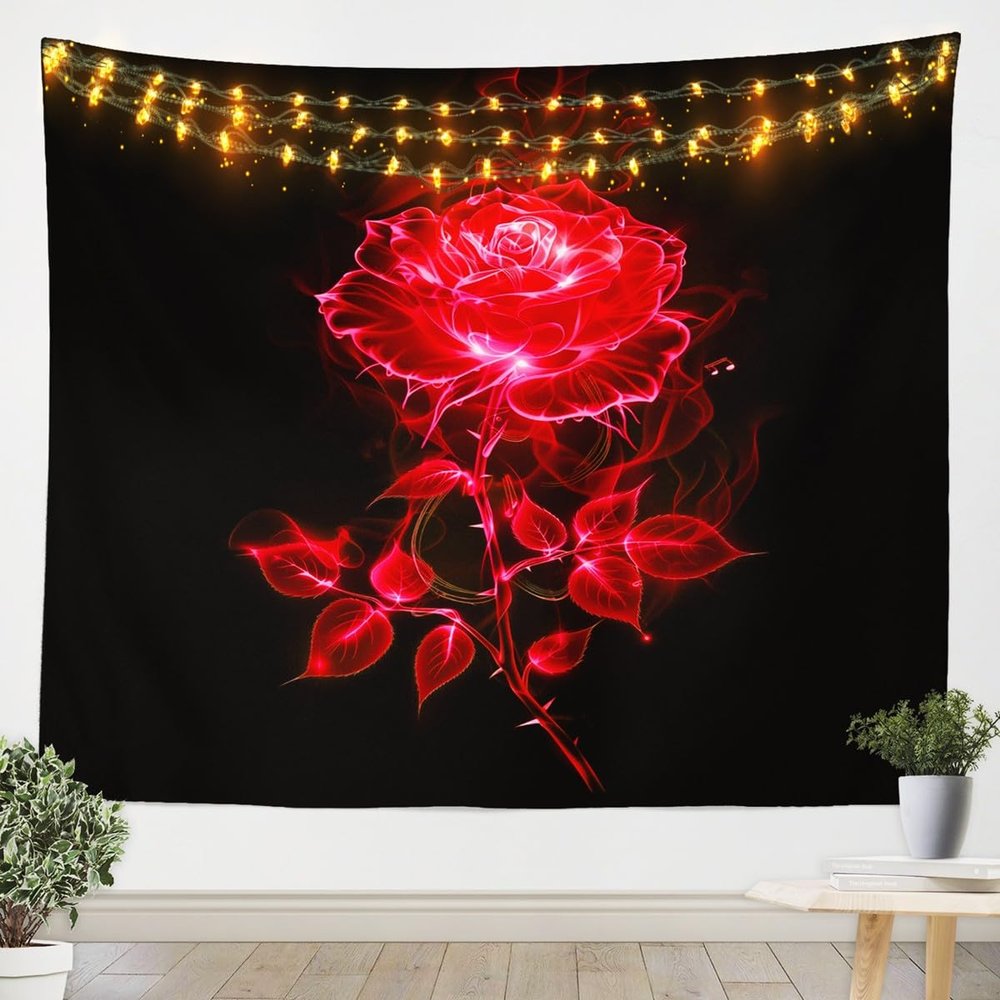 jejeloiu Rose Tapestry Large 59"x82" for Boys Girls Teens Romantic