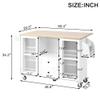 Finca ancha Rolling Kitchen Island on Wheels, Farmhouse Style Muebles para Cocina with Drop Leaf Countertop, Storage Cabinet, Power Supply, and Tempered Glass Doors, 53'' Kitchen Island Cart (White) view 2
