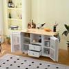 Finca ancha Rolling Kitchen Island on Wheels, Farmhouse Style Muebles para Cocina with Drop Leaf Countertop, Storage Cabinet, Power Supply, and Tempered Glass Doors, 53'' Kitchen Island Cart (White) view 3