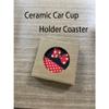 2 Pack Black Polka Dot Red Bow Ceramic Car Cup Holder Coaster Set,Cute Non-Slip Absorbent Car Drink Coaster for SUV Truck Travel,2.6 inch,Round view 2