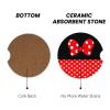 2 Pack Black Polka Dot Red Bow Ceramic Car Cup Holder Coaster Set,Cute Non-Slip Absorbent Car Drink Coaster for SUV Truck Travel,2.6 inch,Round view 4