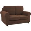 5 Piece Stretch couch cover for 2 Cushion Couch Loveseat Cover, washable Sofa cover for 2 Backrest And Seat Non Slip Sofa Slipcover Furniture Protector with Elastic Bottom-Light coffee-Medium view 1