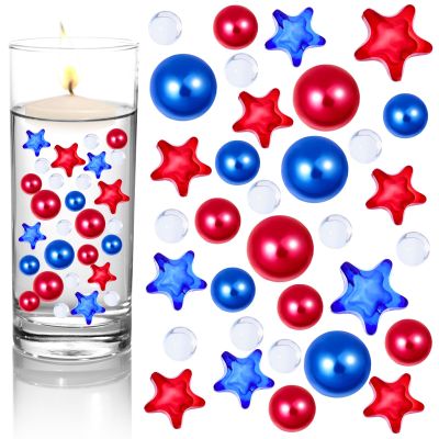 GLOBLELAND 6200 Pcs Patriotic Vase Filler Red White Blue Vase Beads Patriotic Pearl for Vase Ornaments Floating Candle for Veterans Day Memorial Day Independence Day Party Home Table Decor