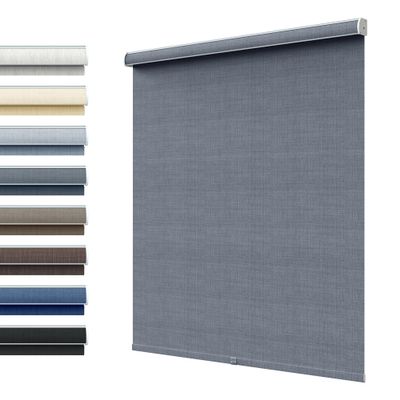 SLKWDOBD Linen Roller Shades, Cordless Roller Blind, Dark Grey, 34"W x 56"H