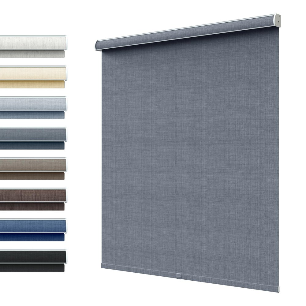 SLKWDOBD Linen Roller Shades, Cordless Roller Blind, Dark Grey, 34"W x 56"H