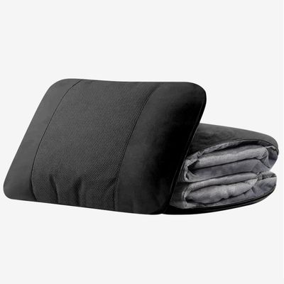3-in-1 Car Lumbar Support Blanket for Audi A6 S6 C4 C5 C6 C7 C8, Car Seat Pillow Blanket for Long Drives Travel Air Conditioning Blanket,Black