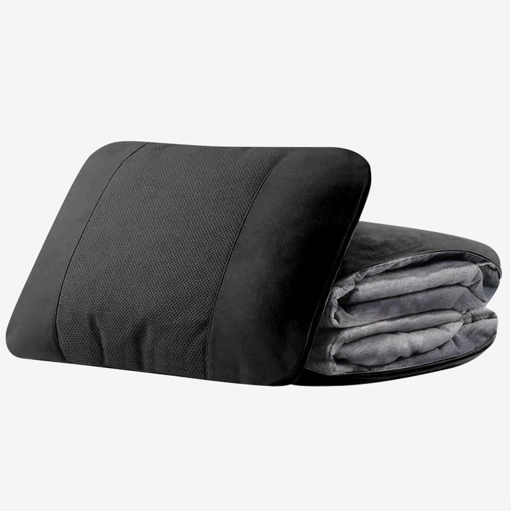 3-in-1 Car Lumbar Support Blanket for Audi A6 S6 C4 C5 C6 C7 C8, Car Seat Pillow Blanket for Long Drives Travel Air Conditioning Blanket,Black