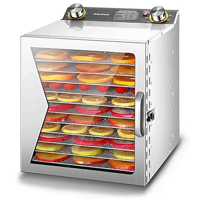 Lylunnamsp Commercial Food-Dehydrator Machine with Trays, Large Food-Dehydrator for Food Dryer Dehydrator,Stainless Steel Fruit Dehydrator for Jerky, Meat, Beef, Herbs,12 Layer