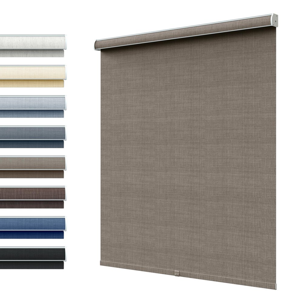 SLKWDOBD Linen Roller Shades, Cordless Blinds, Light Brown, 32" W x 48" H