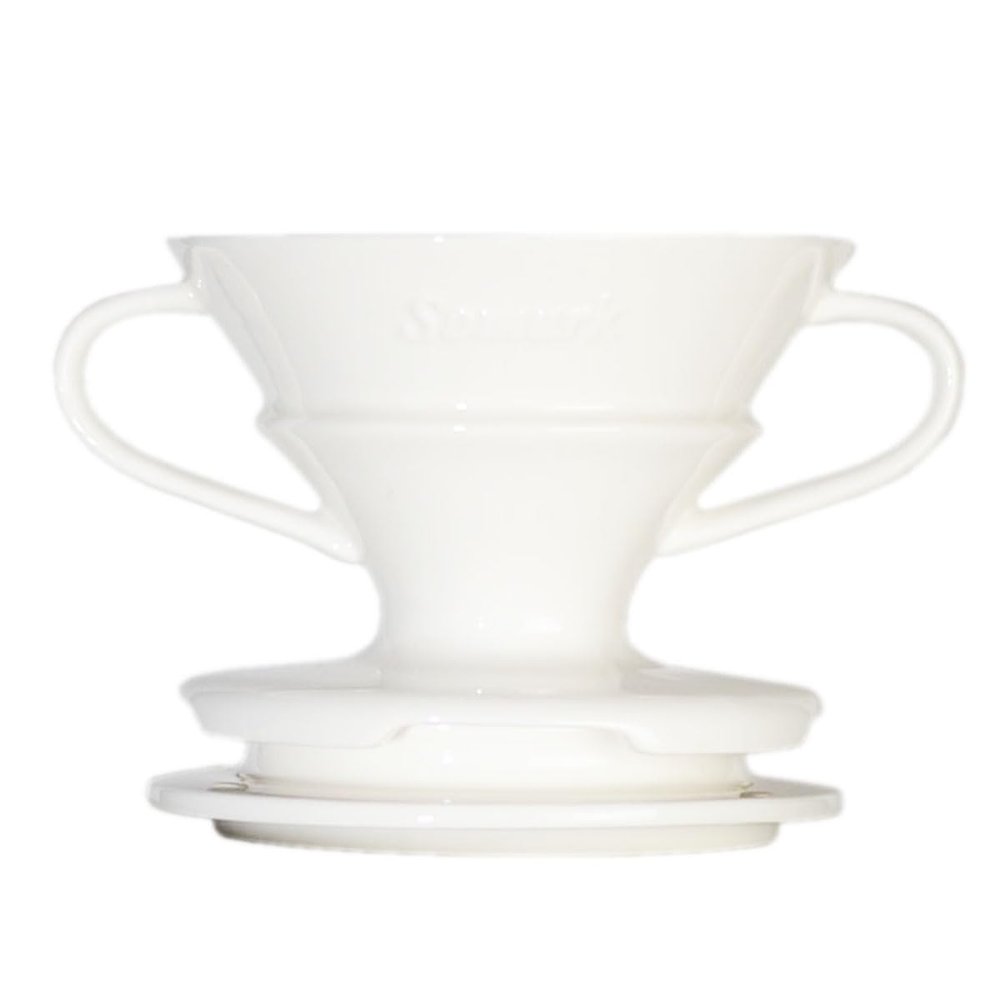 Somark Double Handles V Shape #2 Filter Ceramic Dripper + Drip Tray