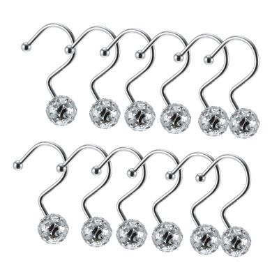 Holibanna 12pcs Metal Ball Hooks Sturdy Shower Curtain Holders Iron Plating Curtain Hooks Easy Install Rustproof