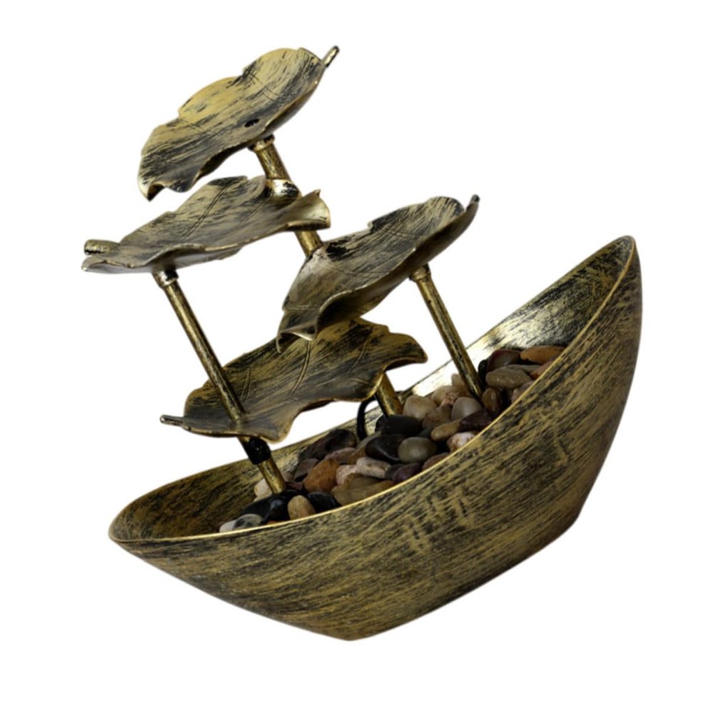 Alipis Creative Lotus Leaf Ingot Tabletop Fountain with Led Night Light Relaxing Water Flowing Ornament for Home Office and Meditation Decor
