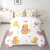 Erosebridal Duck Comforter Set Twin Funny Duck Animals Bedding Sets for Boys Kids Teens 7 Piece Stars Love Heart Print Bed in A Bag Romantic Cute Themed Sheet Set with Comforter view 2