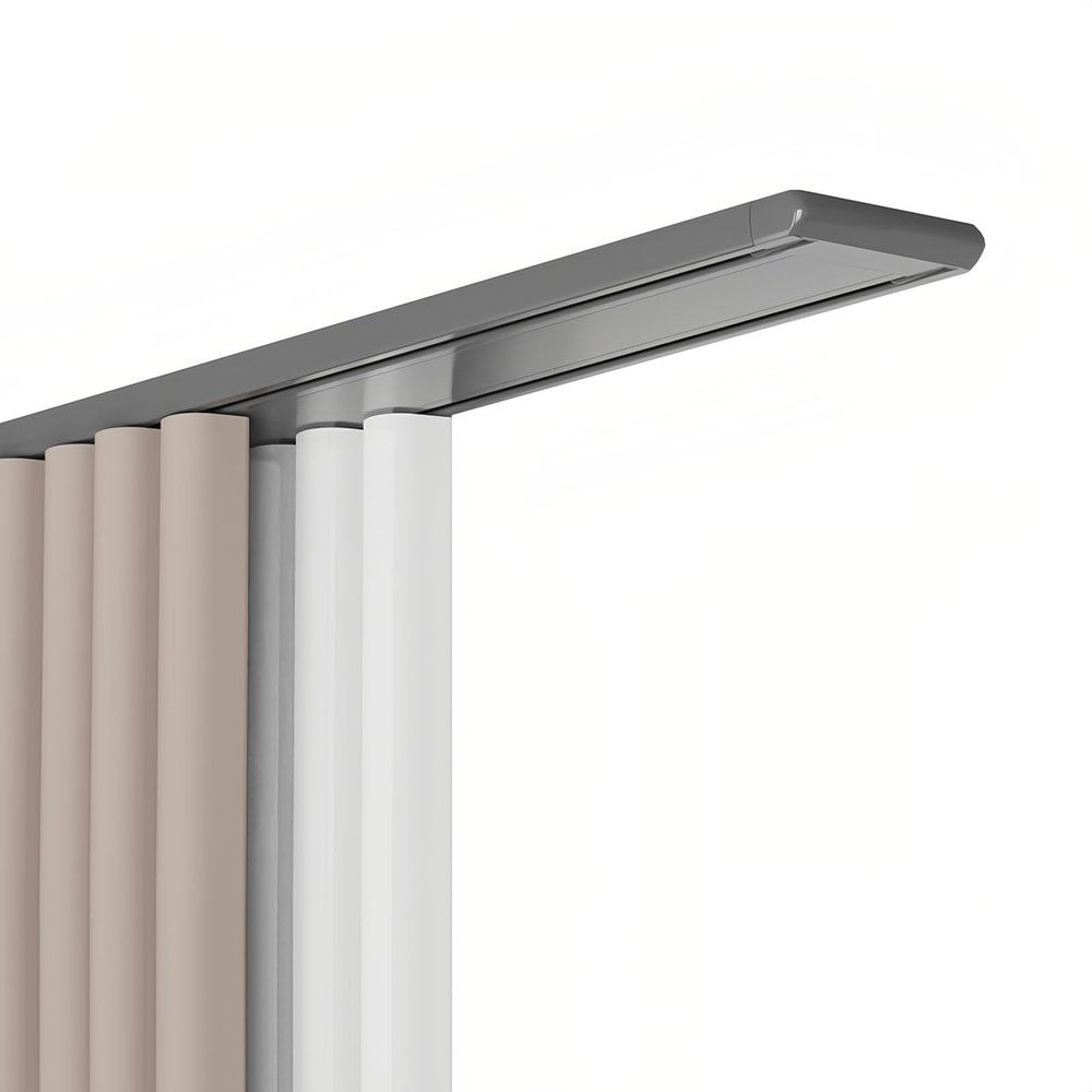 Ceiling Curtain Track - Aluminium Curtain Rails - Double Track for Curtains, Room Dividers - for Office, Living Room(Gray,5.6FT/170CM)