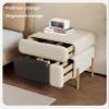 3-Drawers Creative Partition Nightstand Rounded Corners Leather Finish Bedside Table Modern Storage Cabinet Minimalist Wood End Table for Home Living Room Study,Ideal for Home view 4