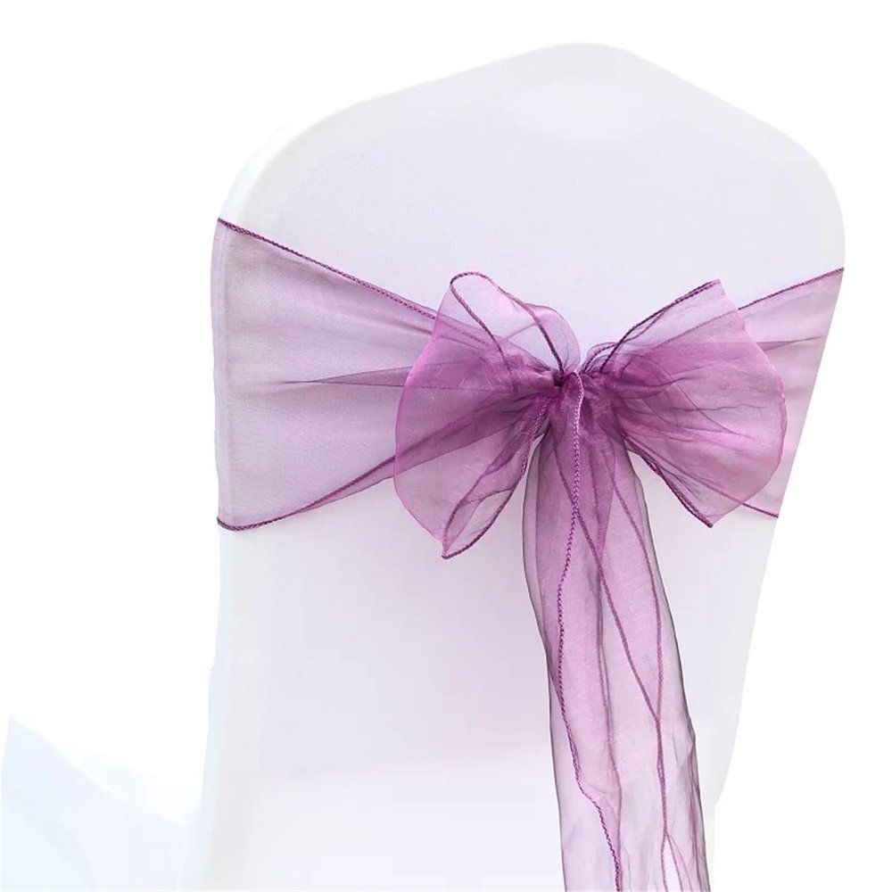 YHTNZN 10/50/100Pcs Chair Sashes Knot Bands Chair Bows for for Wedding Party Banquet Event Country Wedding Chair Decoration for Weddings, Parties(Purple,100pcs)