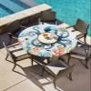 IDOWMAT Summer Ocean Blue Octopus Starfish ShellMarine Life Round Fitted Tablecloth with Elastic Edge, Waterproof Table Cloth Fits Tables Up to 45"-54", Washable Table Cover for Indoor Outdoor, view 2